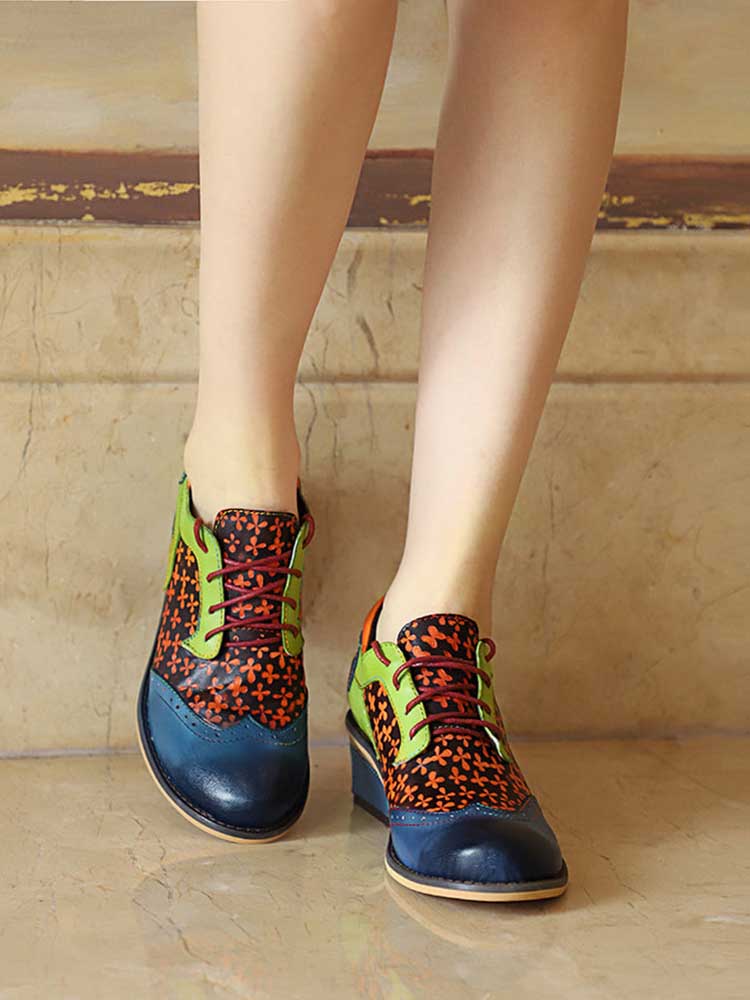 Casual Vintage Handmade Style Leather Brogue Shoes – product view 8