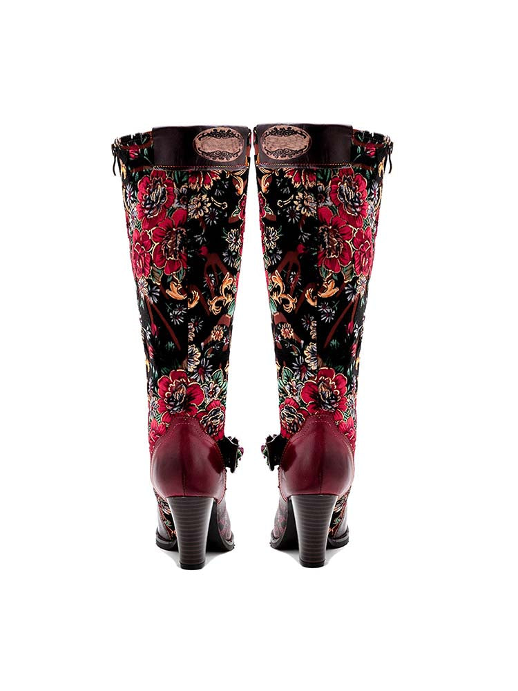 Handmade Floral Embossed Embroidery Elegant Boots – product view 3