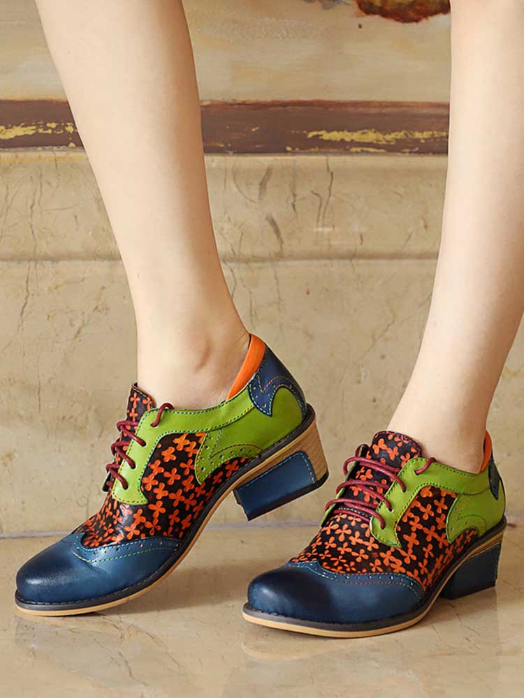 Casual Vintage Handmade Style Leather Brogue Shoes – product view 9