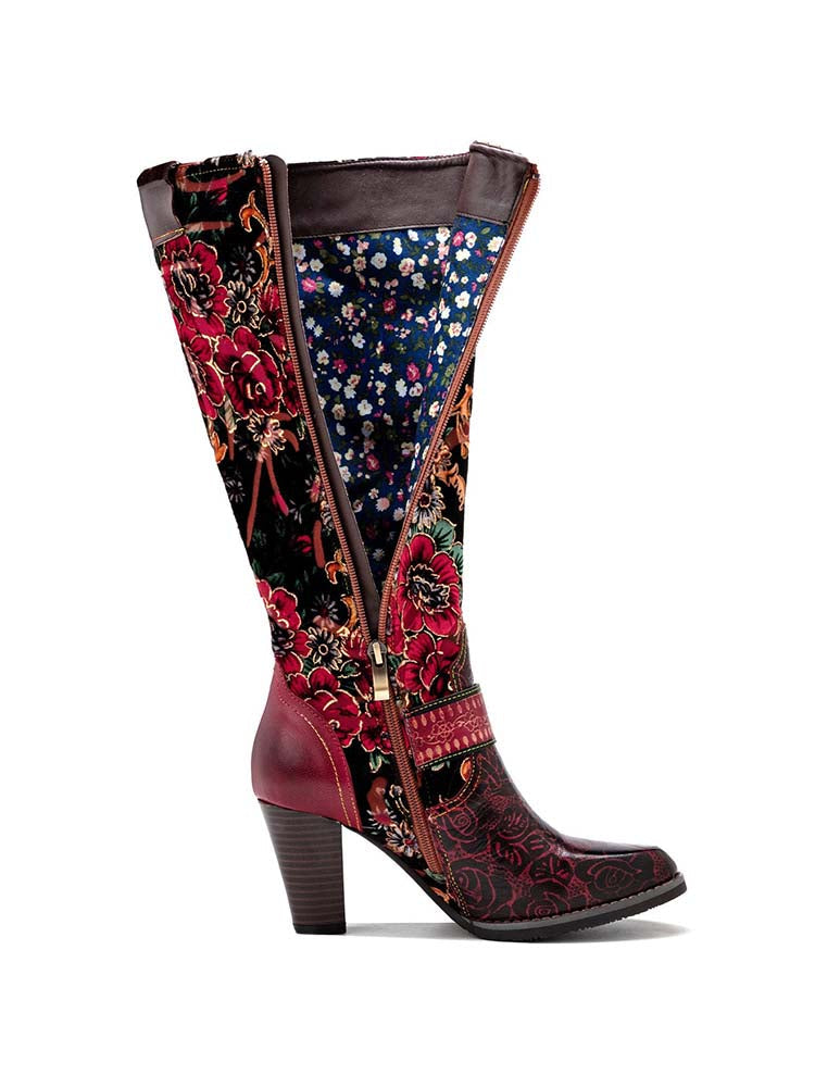 Handmade Floral Embossed Embroidery Elegant Boots – product view 4