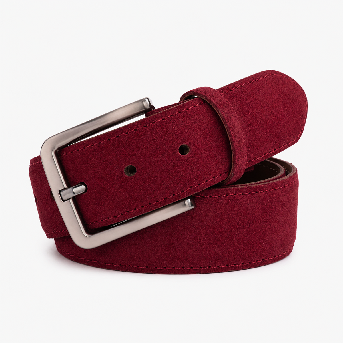 Vinci Leather The Bari Burgundy Suede Leather Belt – product view 1