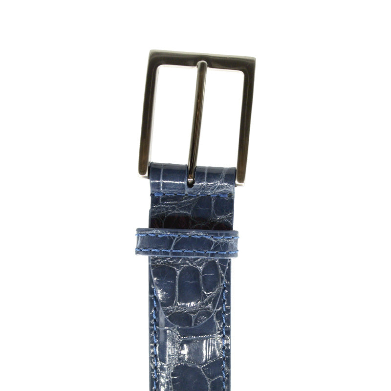 Zelli Italia Men's 70-100-DNM ALLIGATOR Belt, Denim