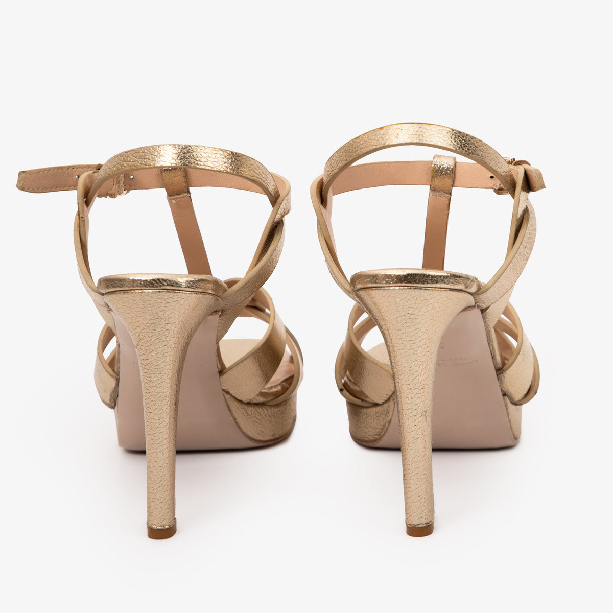 Vinci Leather The Parisian Gold Leather T-Strap Platform Heel Women Sandal – product view 6