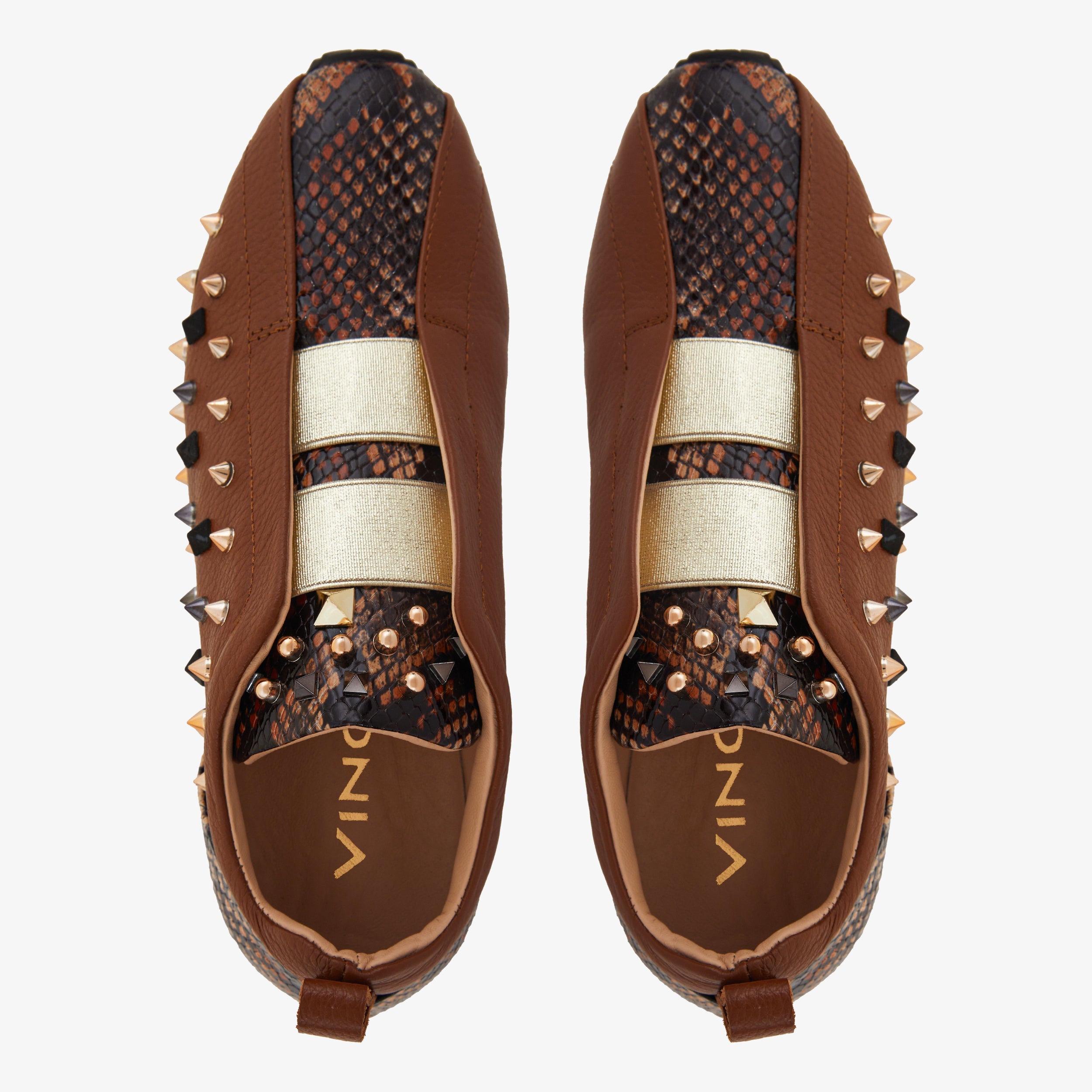 The Infanta Tan Spike Leather Women Sneaker Limited Edition