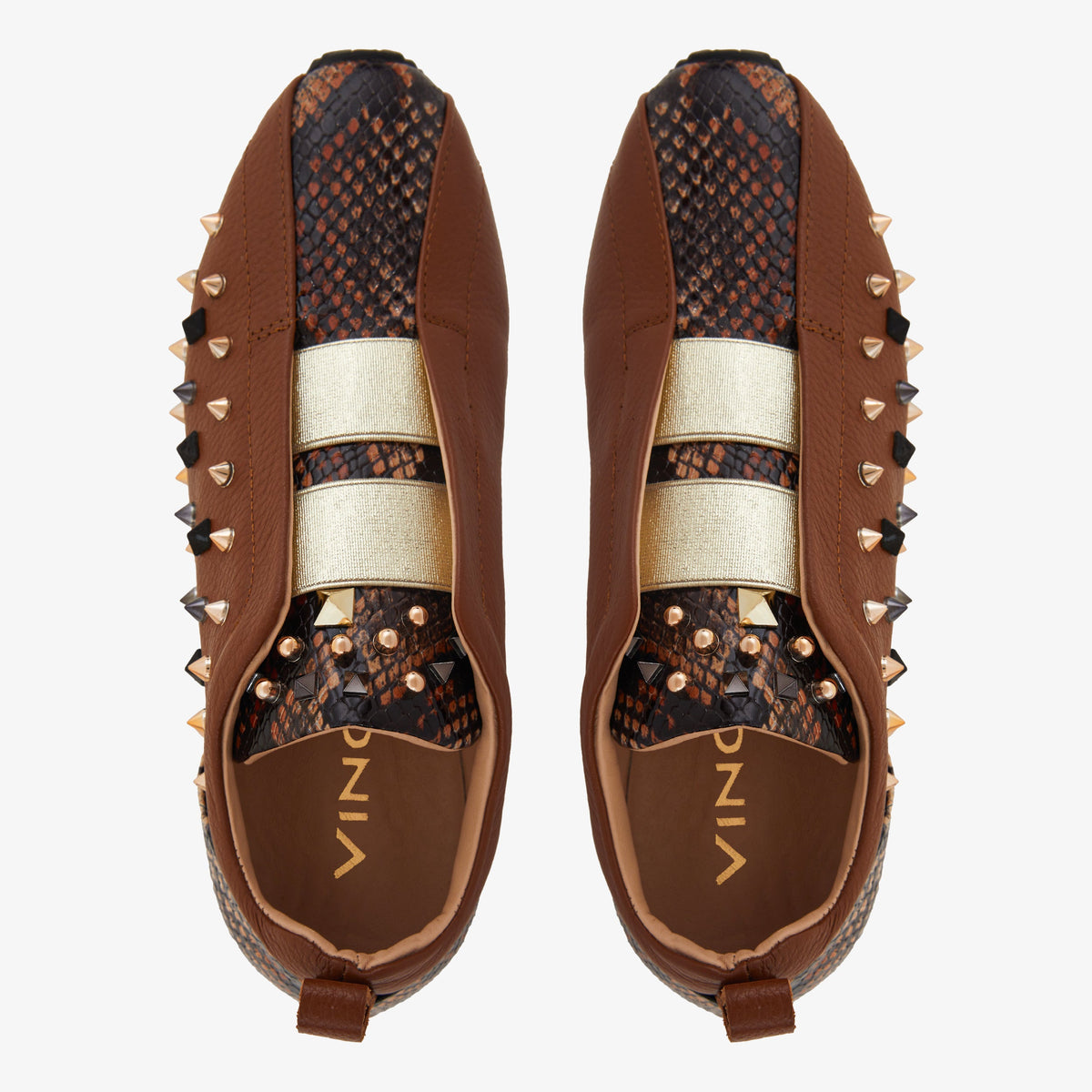 Vinci Leather The Infanta Tan Spike Leather Women Sneaker Limited Edition – product view 4