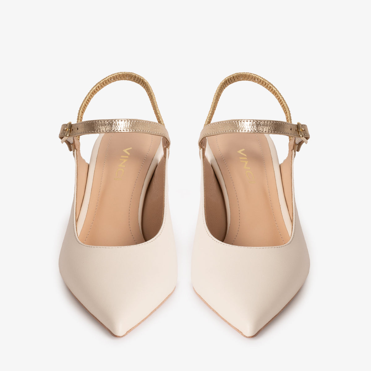 Vinci Leather The Pompei Cream Leather Slingback Women Sandal – product view 6