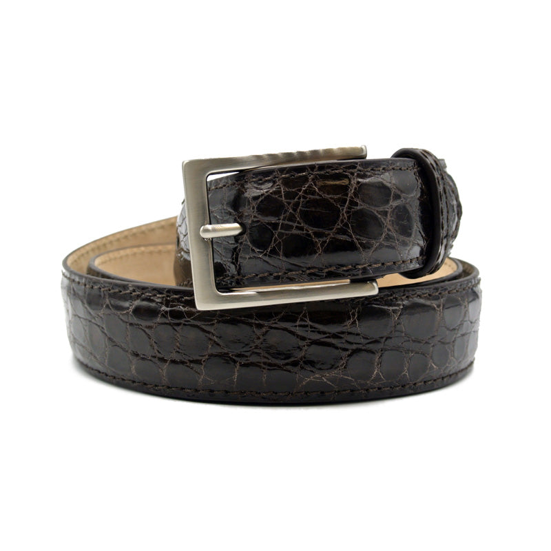 Zelli Italia Men's 71-155-NIC CAIMAN CROCODILE Belt, Nicotine