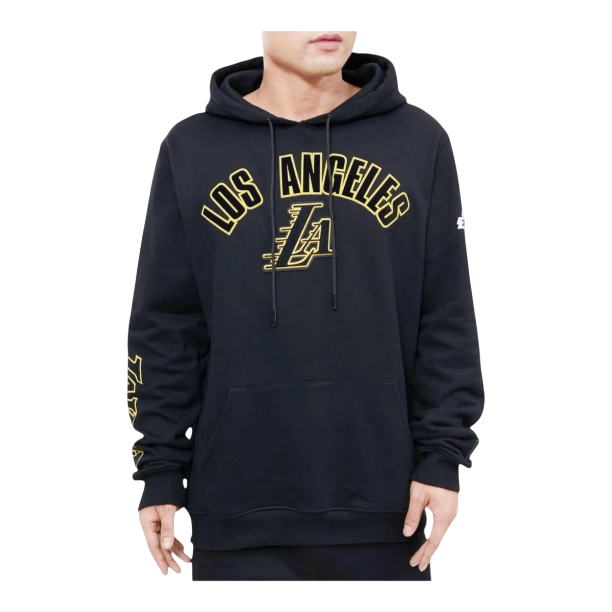 Pro Standard NBA Los Angeles Lakers Stacked Logo Men's Hoodie — Black – product view 1