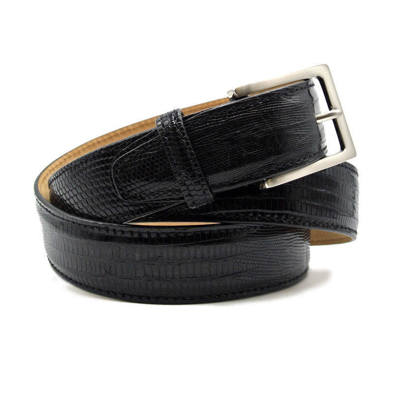 Zelli Italia Men's 74-350-BLK BELT TEJU LIZARD, Black
