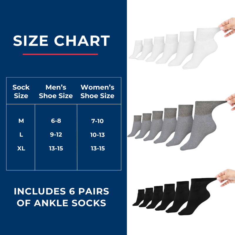 Women's Cotton Diabetic Ankle Socks (6 Pair) – product view 9