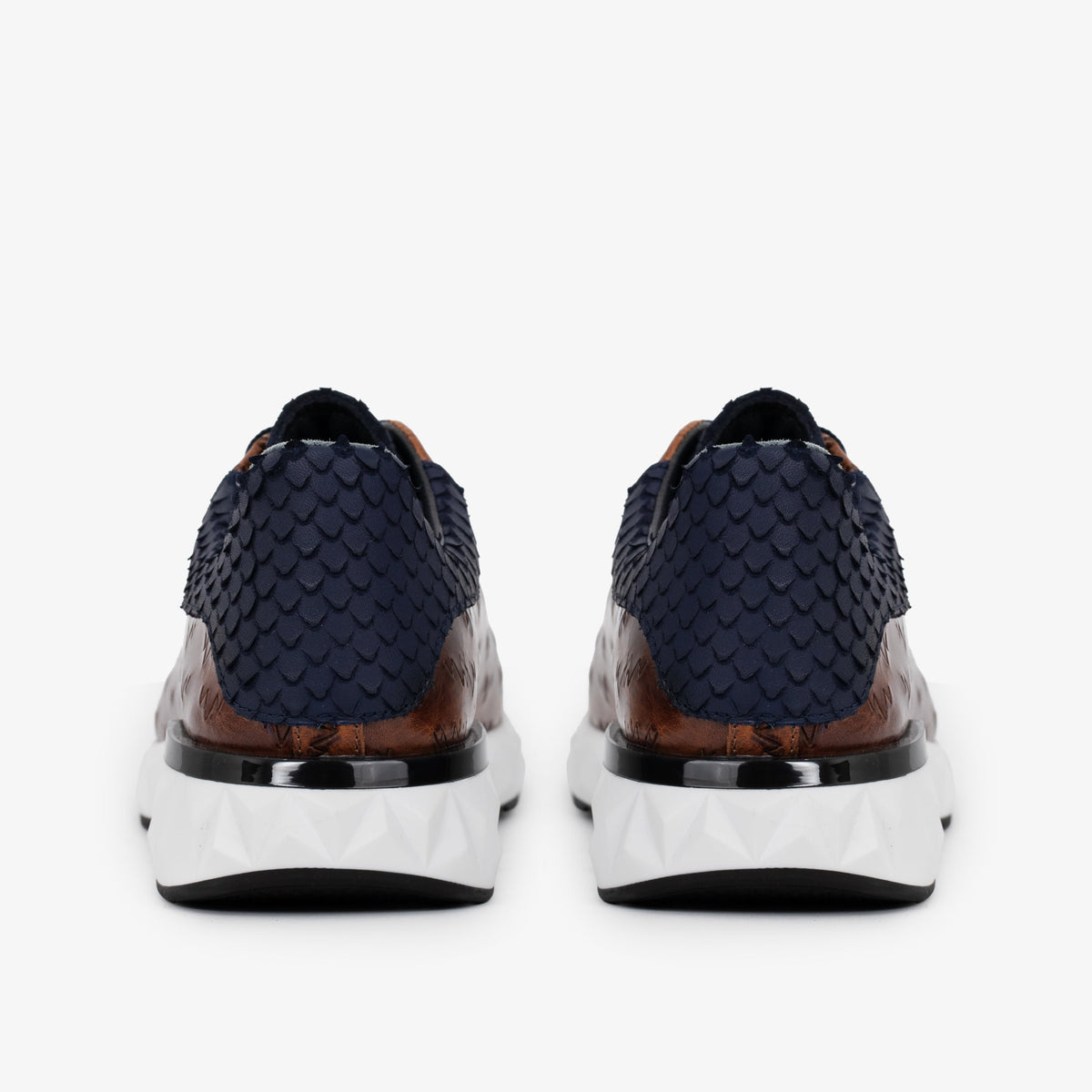 Vinci Leather The Caesars Navy & Tan Leather Men Sneaker – product view 6