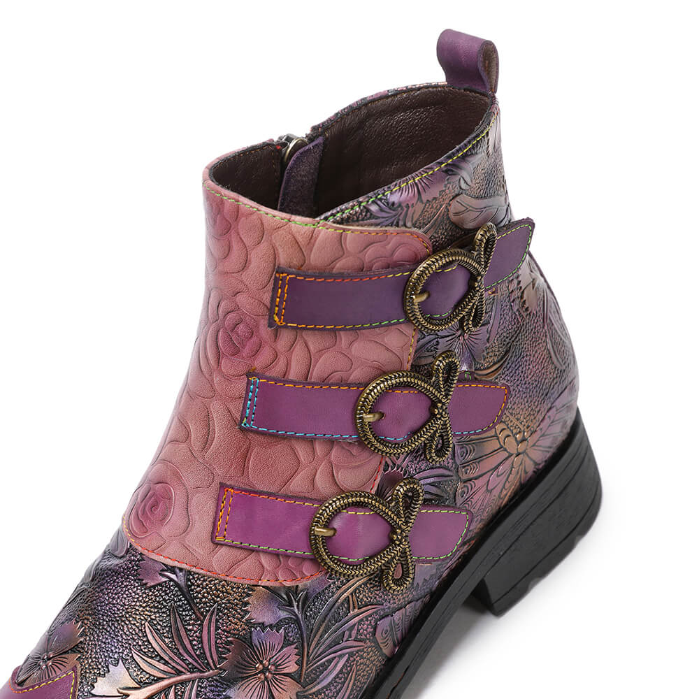 Genuine Leather Hand Painted Flat Boots – product view 33