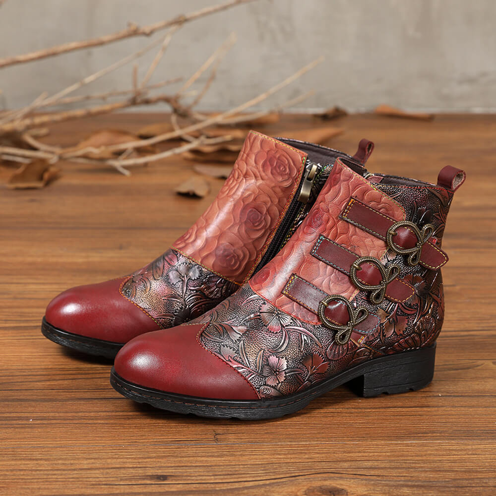 Genuine Leather Hand Painted Flat Boots – product view 22
