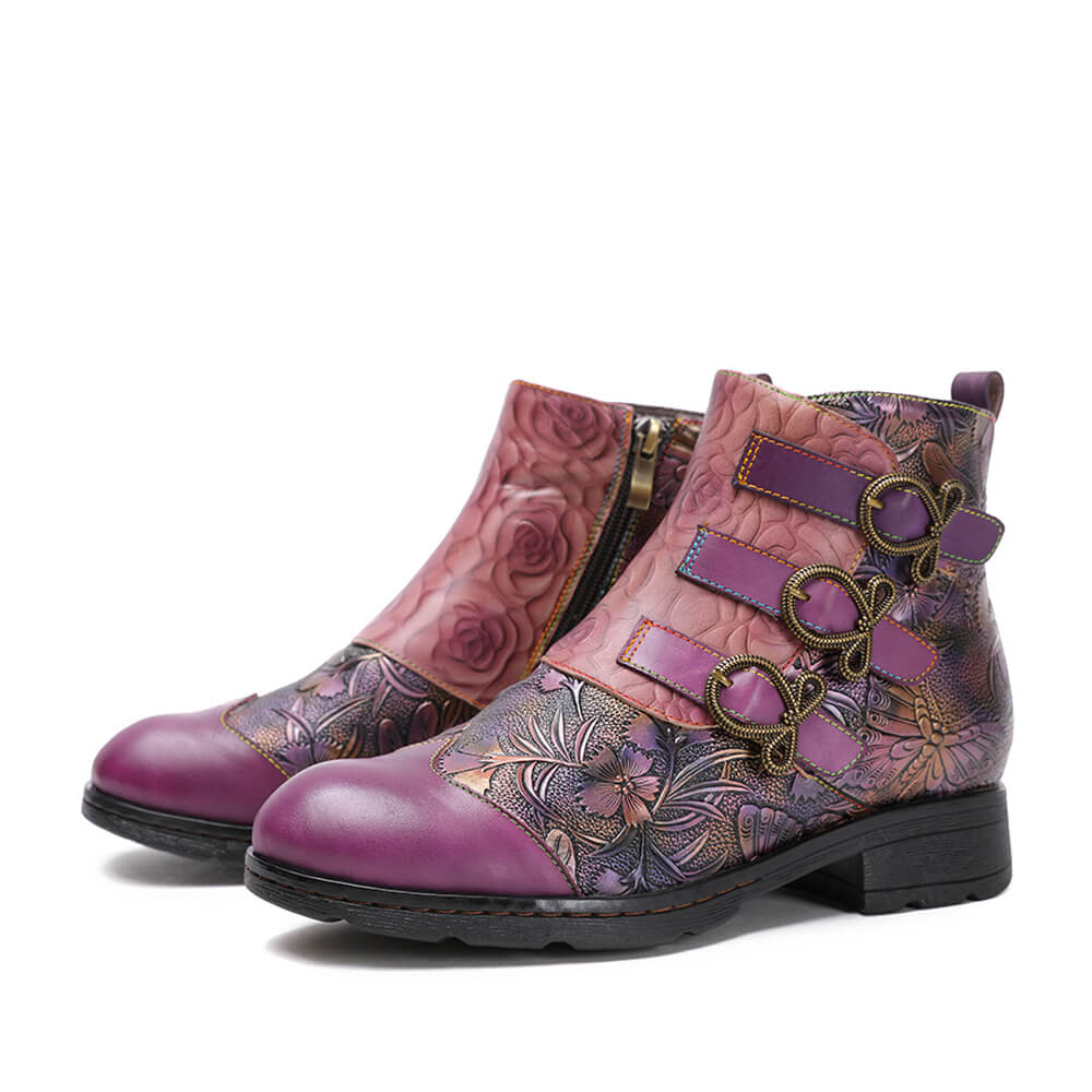 Genuine Leather Hand Painted Flat Boots – product view 24