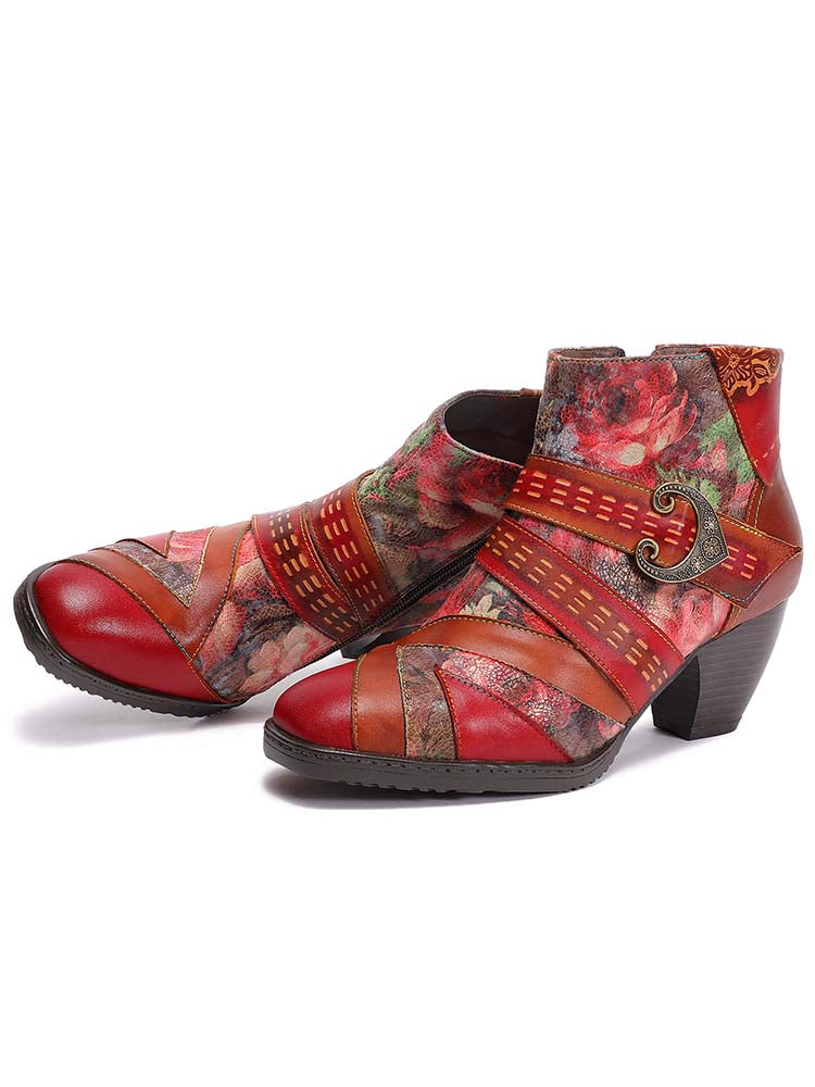 Annika Flower Handmade Leather Ankle Boots – product view 4