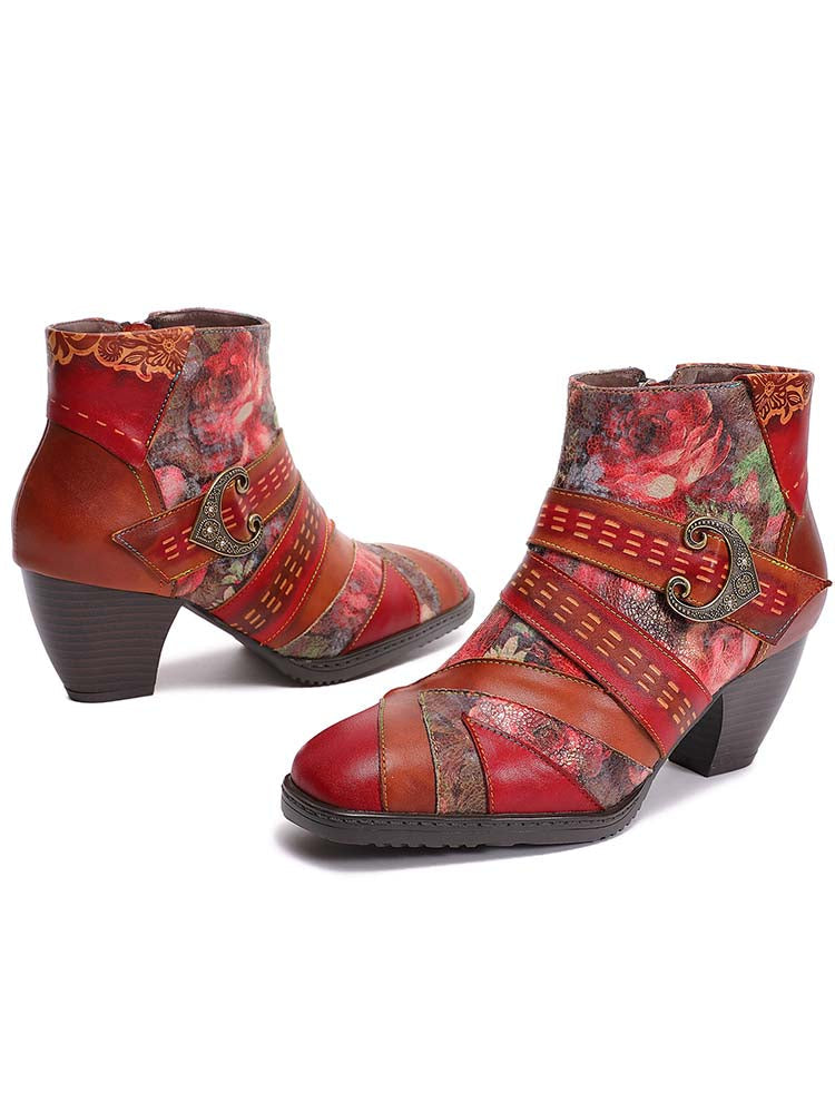 Annika Flower Handmade Leather Ankle Boots – product view 7