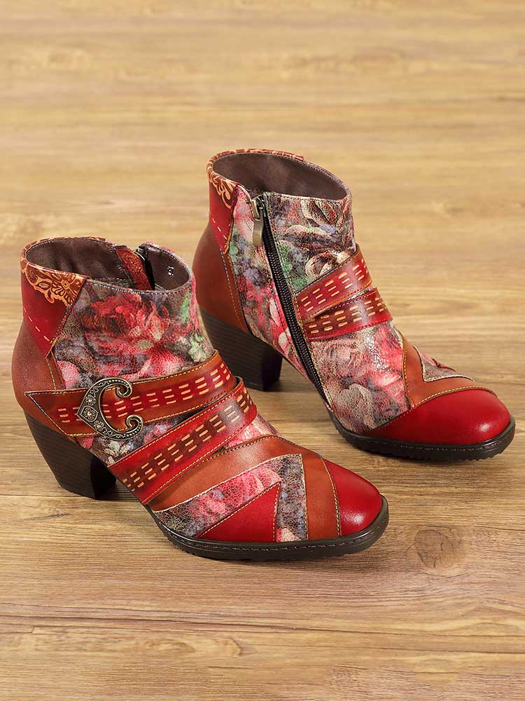 Annika Flower Handmade Leather Ankle Boots – product view 12