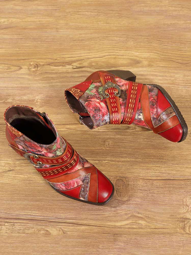 Annika Flower Handmade Leather Ankle Boots – product view 13