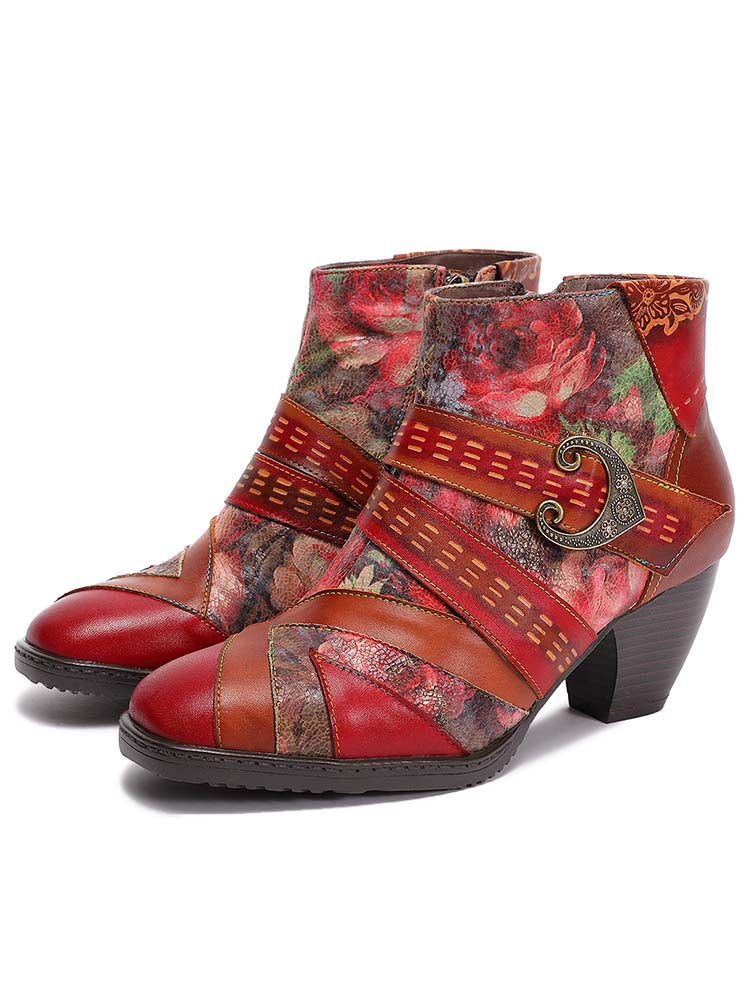 Annika Flower Handmade Leather Ankle Boots – product view 2