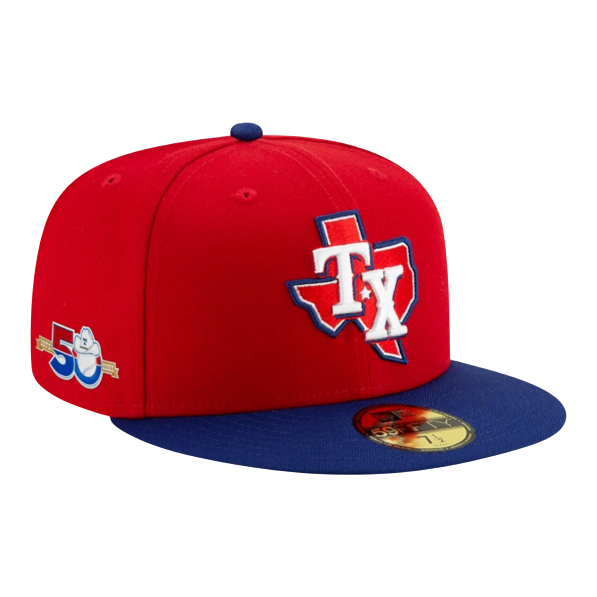 New Era 59Fifty Texas Rangers 50th Anniversary Alternate 3 Fitted Hat Red/Royal – product view 1