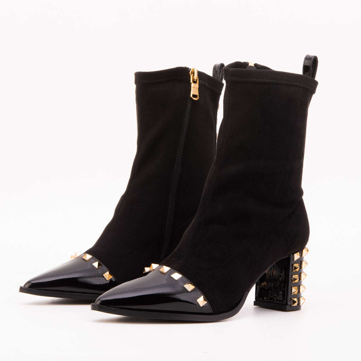 Vinci Leather The Amethyst Studded Black Suede Leather Women’s Boot – product view 2