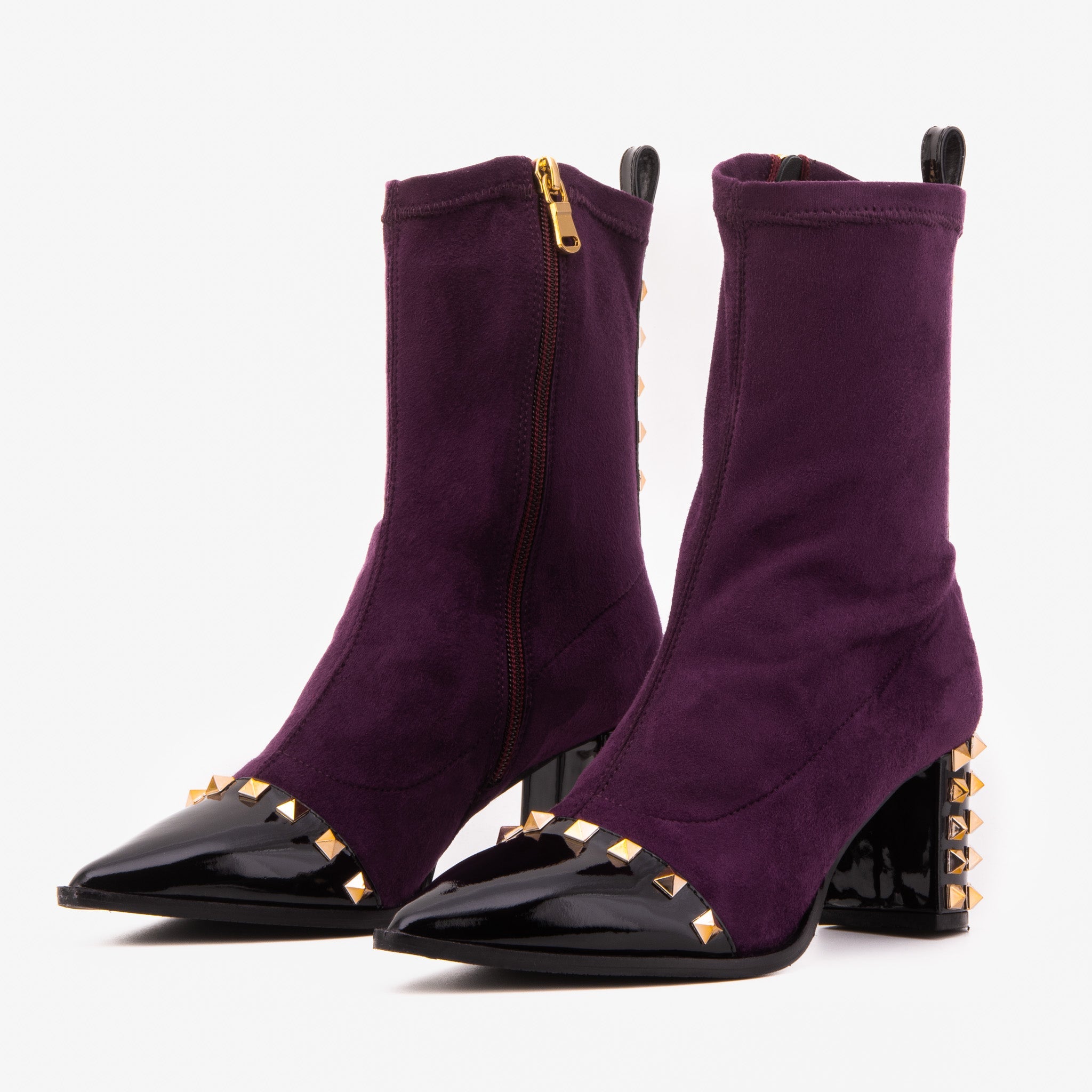 The Amethyst Studded Deep Purple Suede Leather Women’s Boot