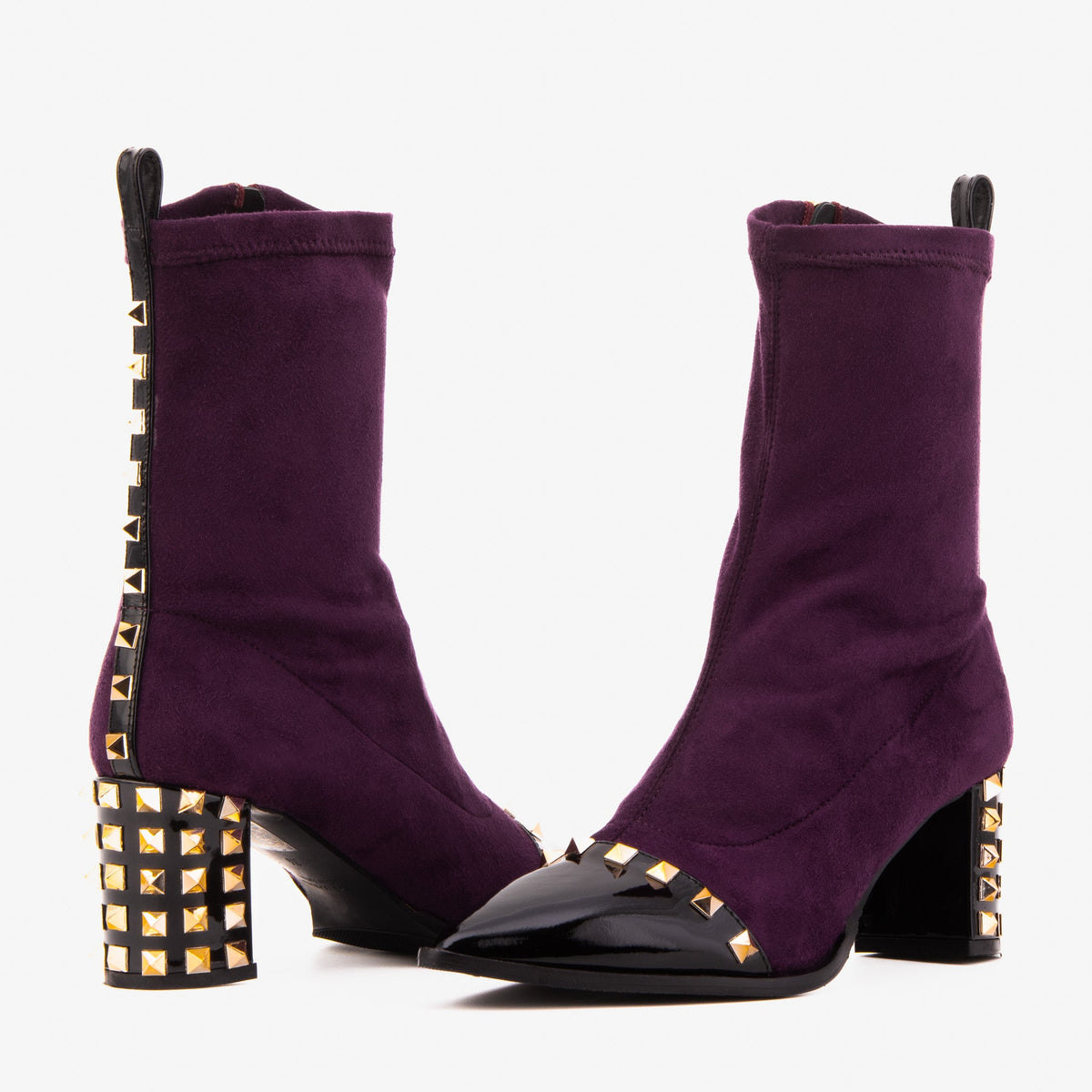 Vinci Leather The Amethyst Studded Deep Purple Suede Leather Women’s Boot – product view 6