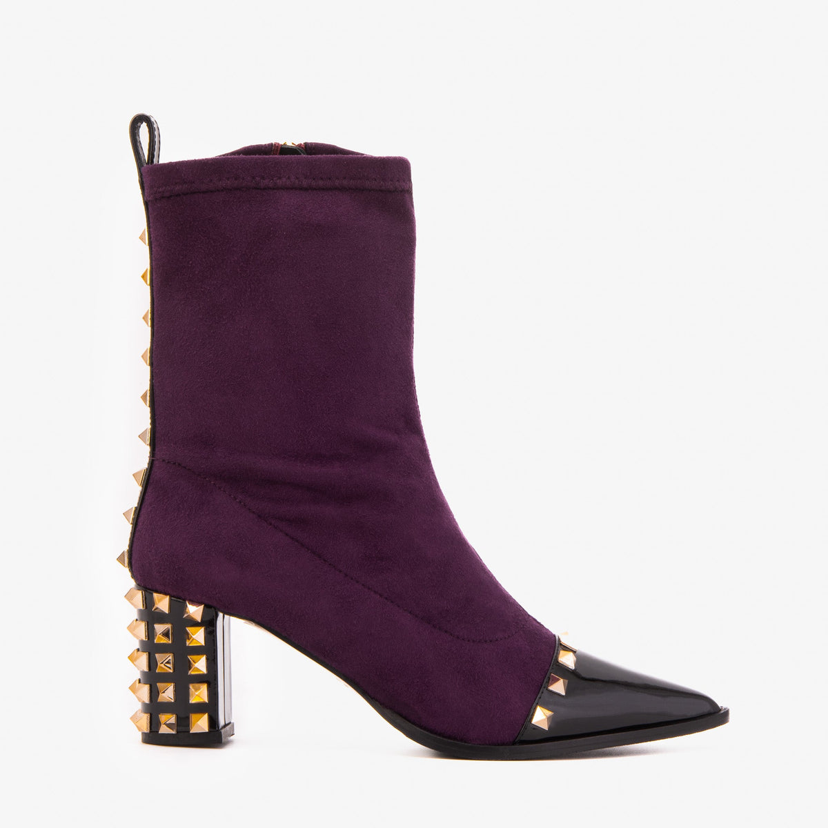 Vinci Leather The Amethyst Studded Deep Purple Suede Leather Women’s Boot – product view 1