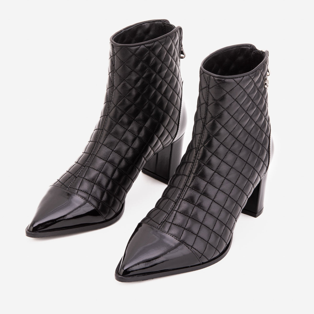 Vinci Leather The Celeste Black Tip Quilted Leather Women’s Boot – product view 6