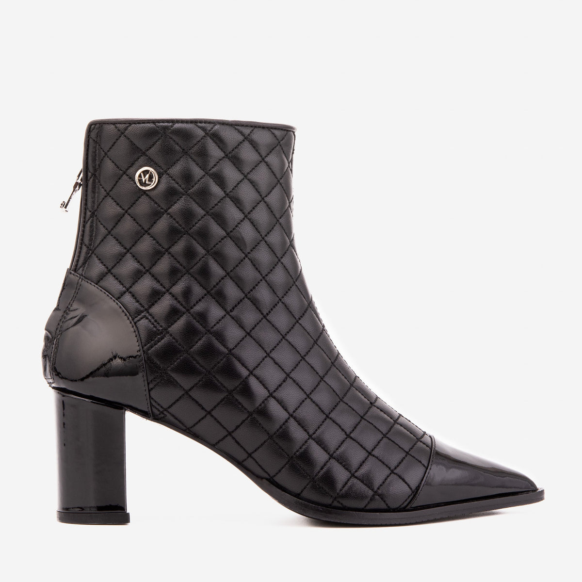Vinci Leather The Celeste Black Tip Quilted Leather Women’s Boot – product view 1
