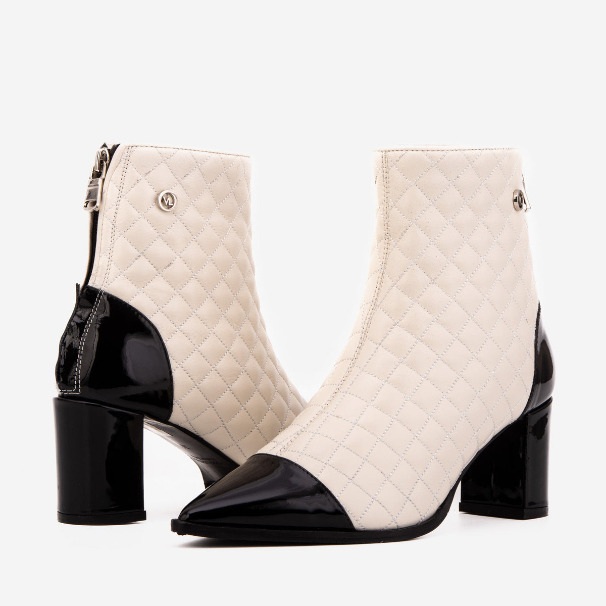 Vinci Leather The Celeste Cream & Black Quilted Leather Women’s Boot – product view 5