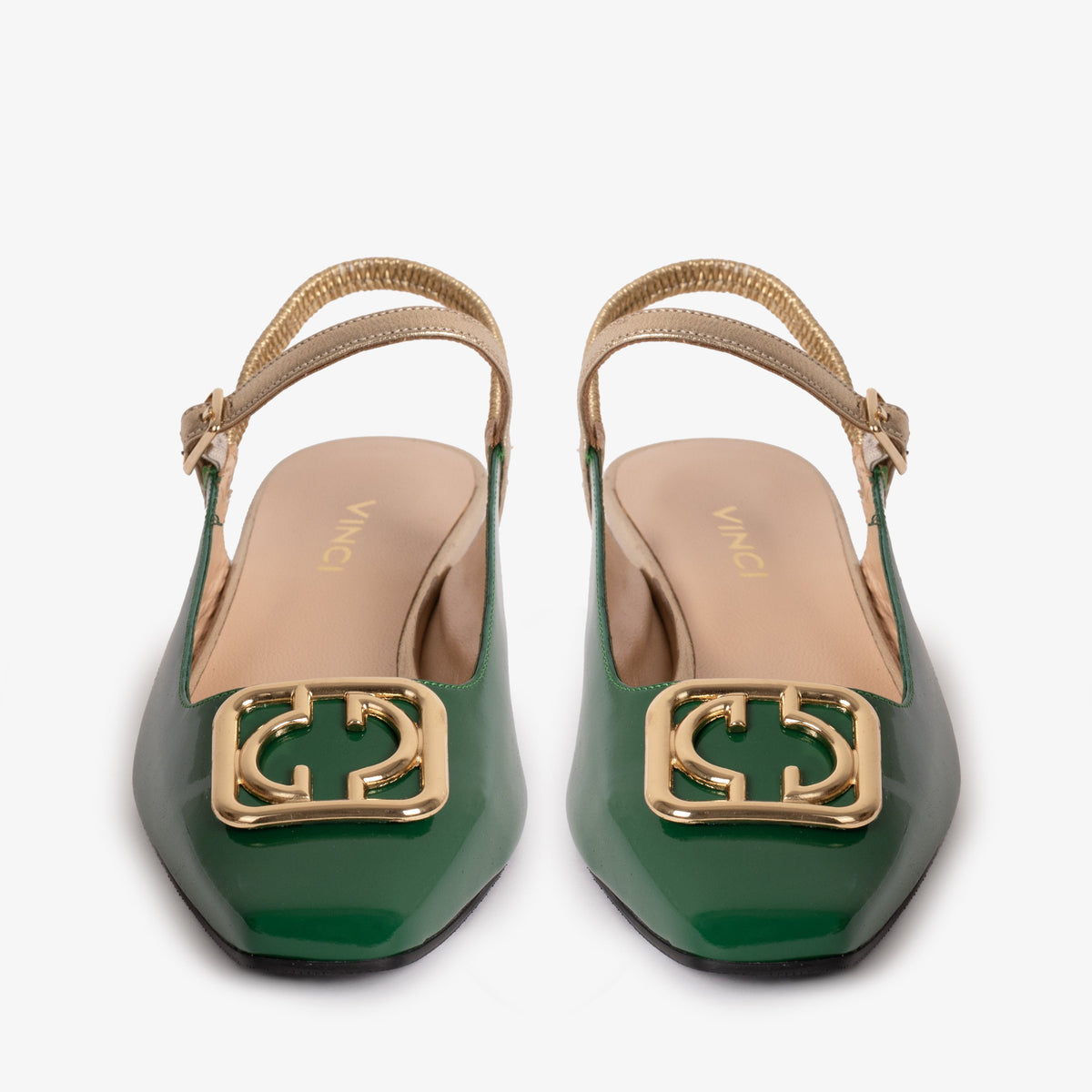 Vinci Leather The Rosalinda Green Patent Leather Women Flat Slingback Sandal – product view 4