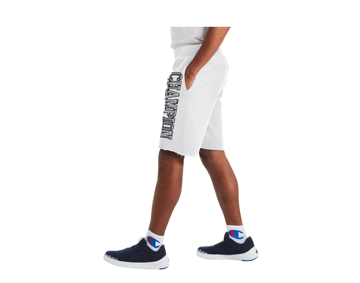 Champion C Life 10" Reverse Weave Cutoff 3D Logo Men's Shorts — White