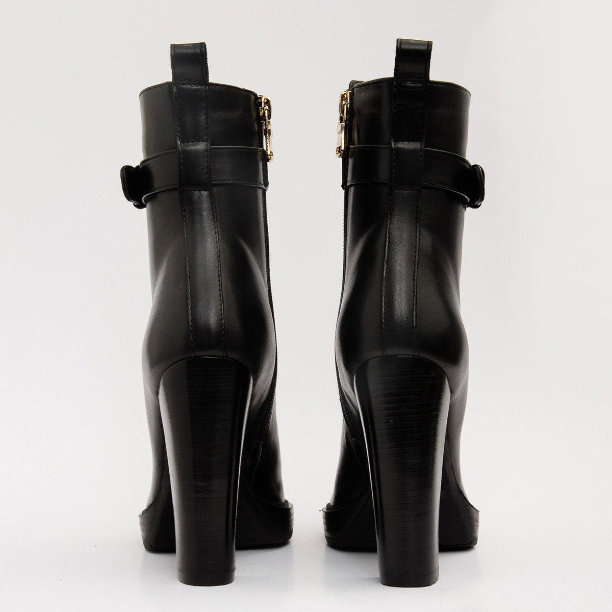 Vinci Leather The Estrada Black Leather Lace-Up Platform Heel Mid Calf Women Boot – product view 3