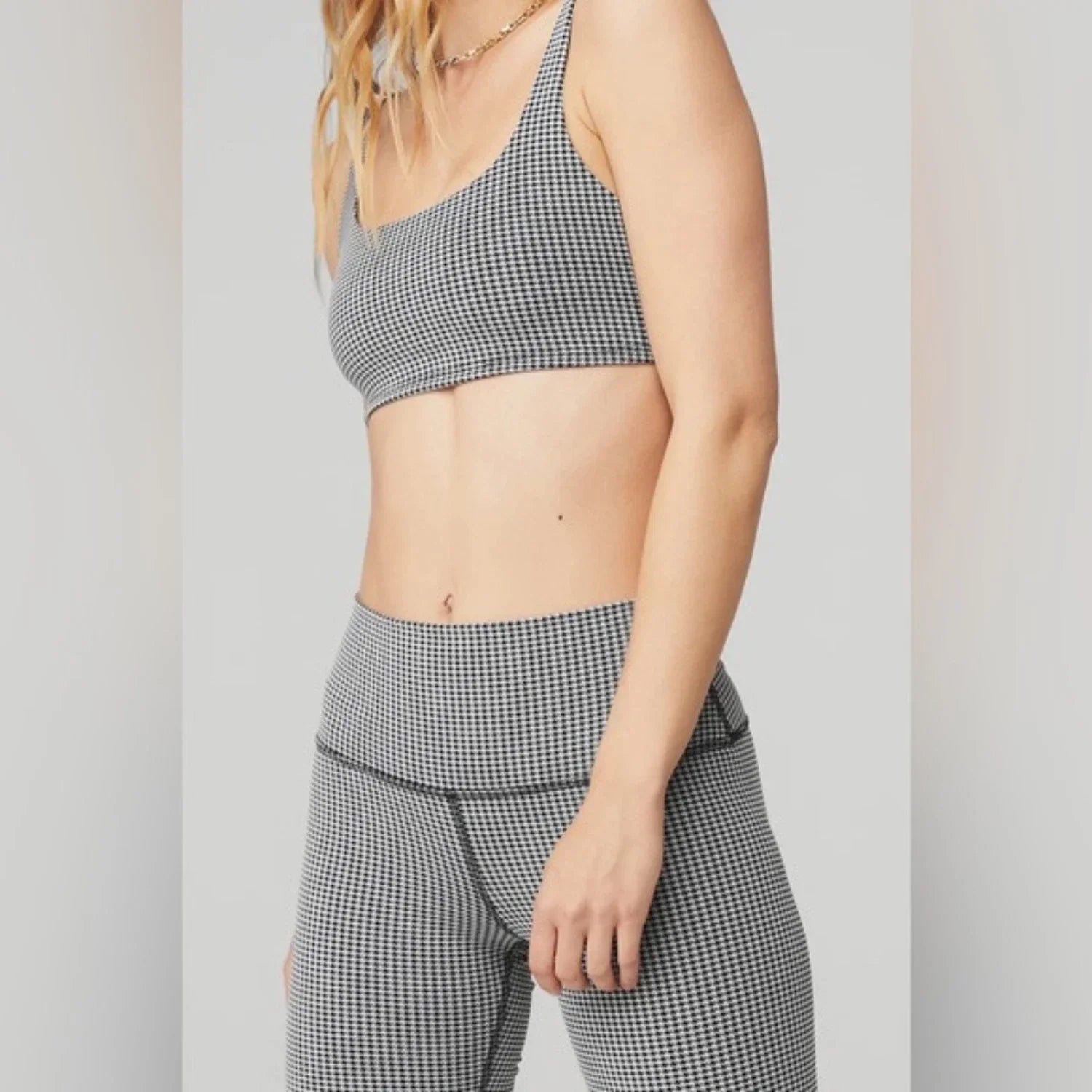 Alo Yoga Micro Houndstooth High Waist Women's Leggings — White/Black