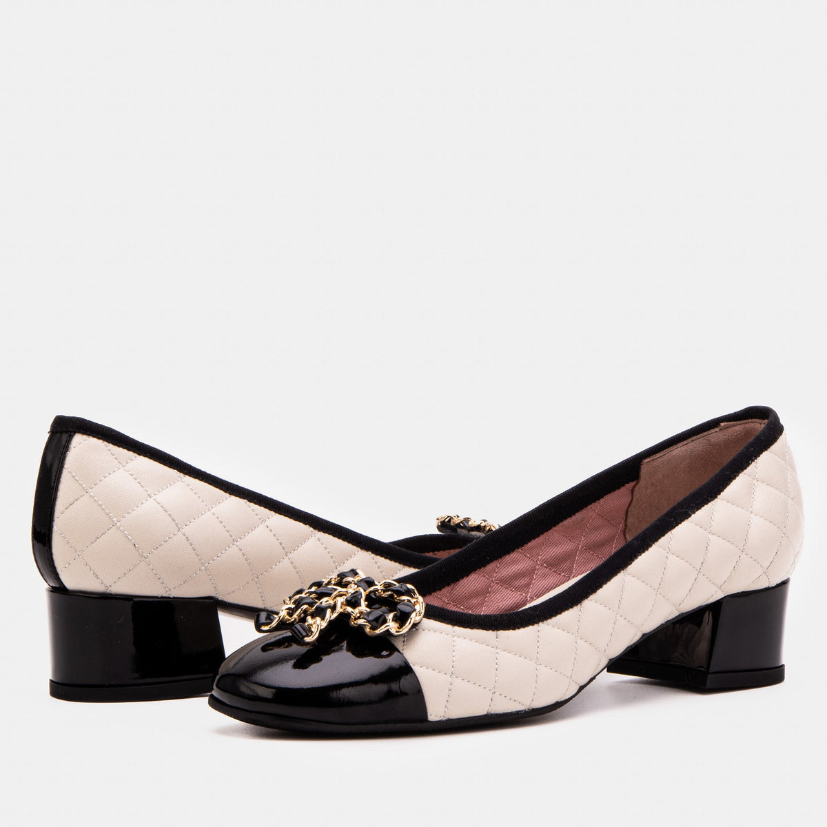 Vinci Leather The Bellarose Ivory Quilted Leather Women Heel – product view 5