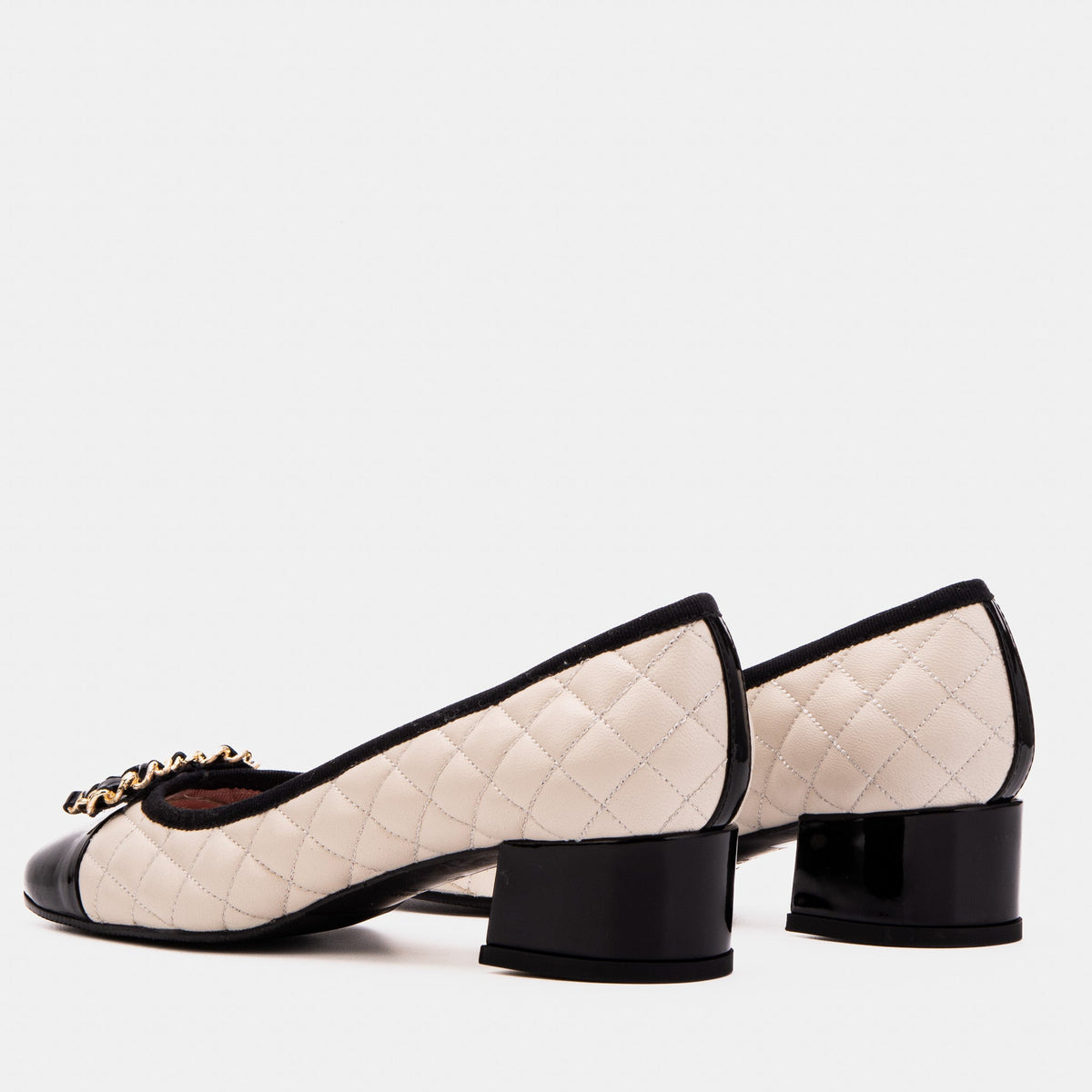 Vinci Leather The Bellarose Ivory Quilted Leather Women Heel – product view 4