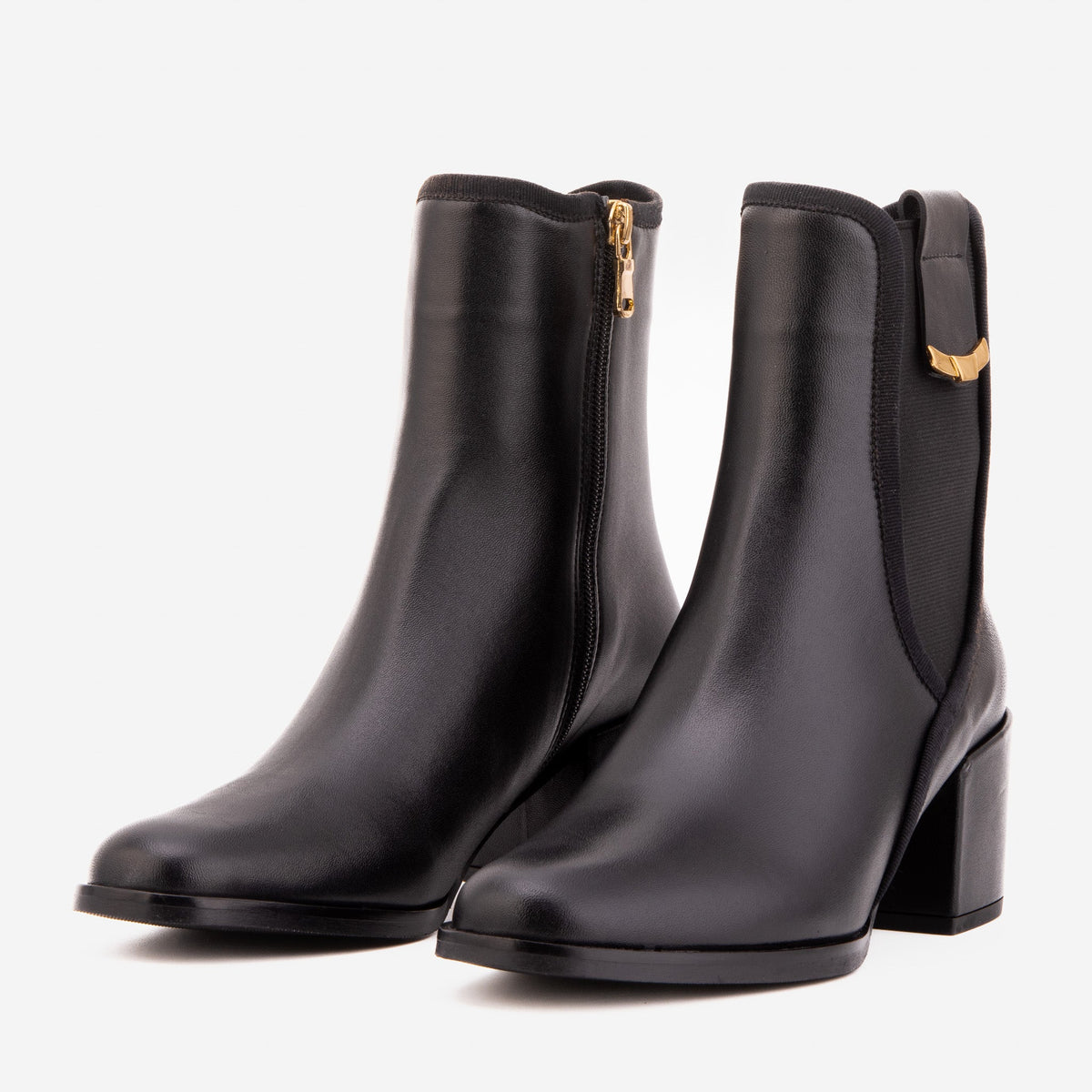 Vinci Leather The Kensington Black Leather Block Heel Women’s Mid-Calf Boot – product view 2