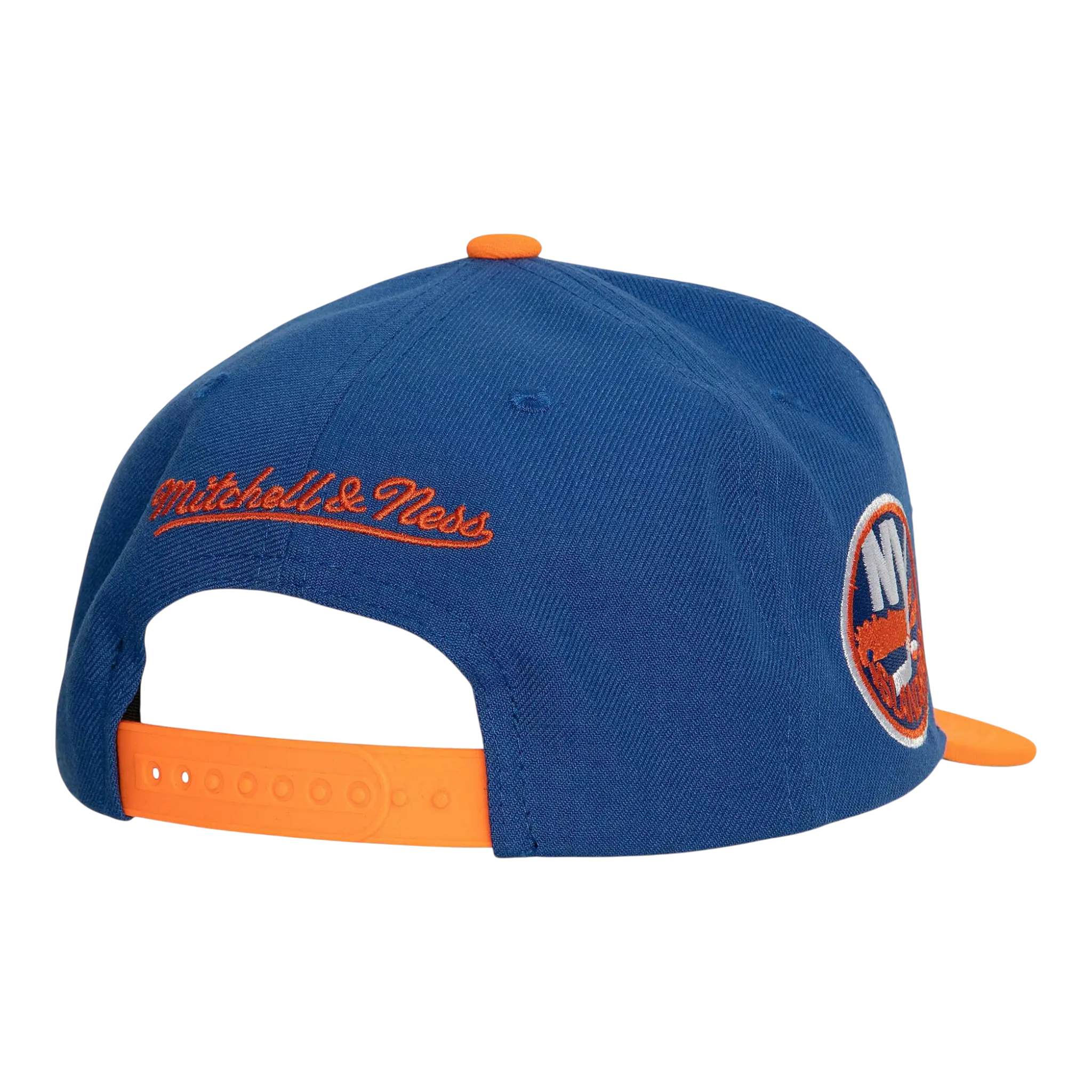 Mitchell & Ness NHL New York Islanders Vintage Script Snapback Hat — Blue Adjustable Cap