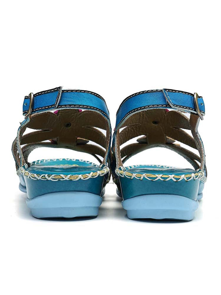 Vintage Embossing Flowers Leather Stitching Sandals – product view 10