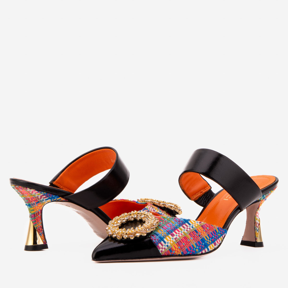 Vinci Leather The Valencia Multicolor Leather Women Jewel Heel Mule Sandal – product view 5