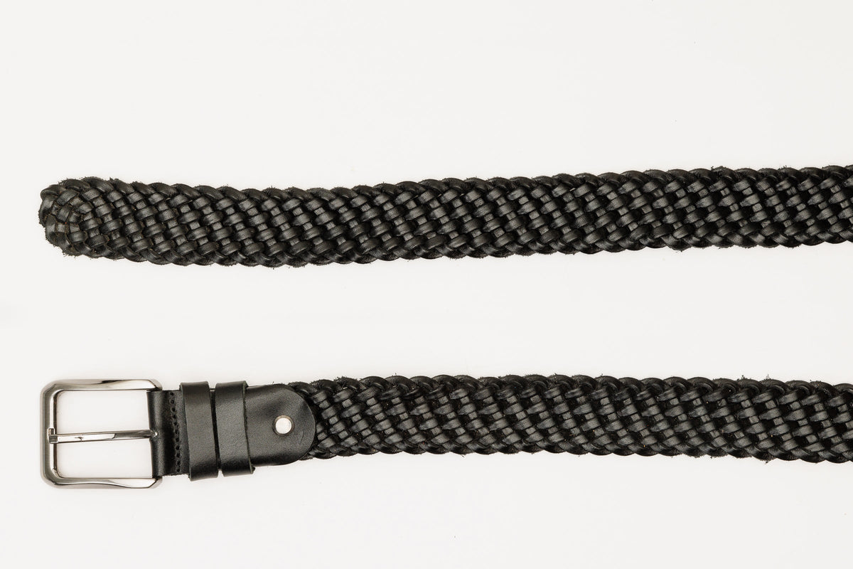 Vinci Leather The Mclean Woven Black Leather Belt – product view 4