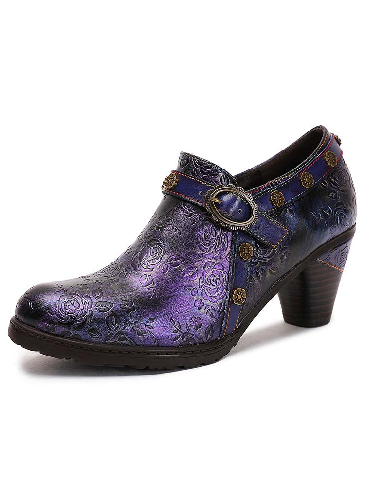 Adalee Retro Floral Embossed Shoes – product view 1