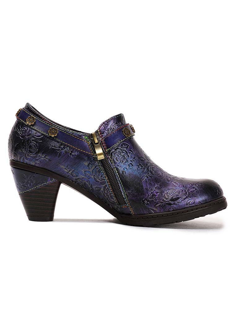 Adalee Retro Floral Embossed Shoes – product view 4