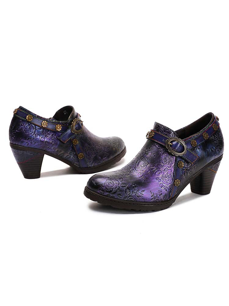 Adalee Retro Floral Embossed Shoes – product view 6