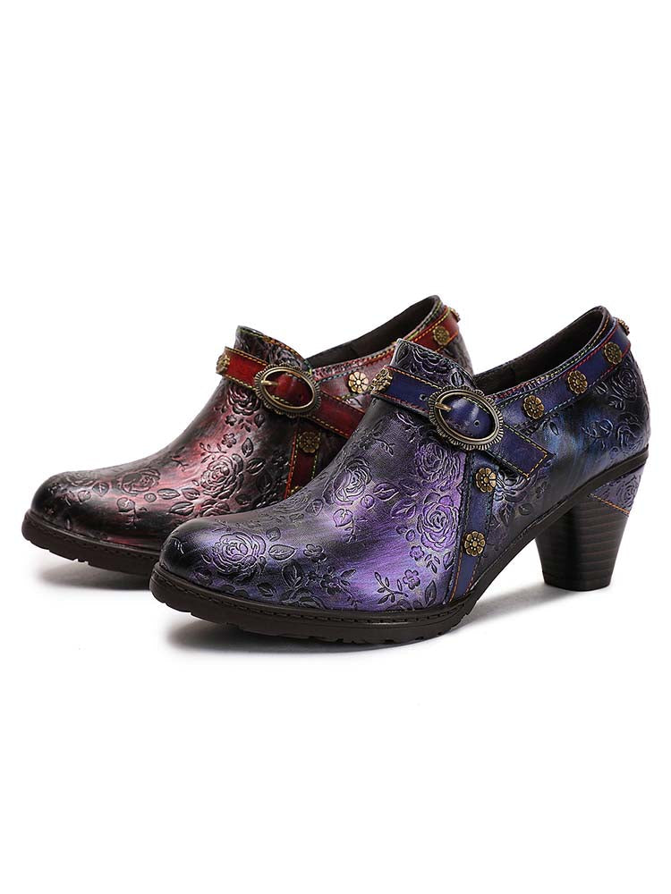 Adalee Retro Floral Embossed Shoes – product view 20