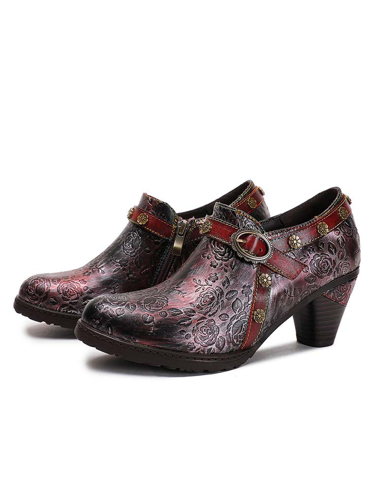 Adalee Retro Floral Embossed Shoes – product view 15
