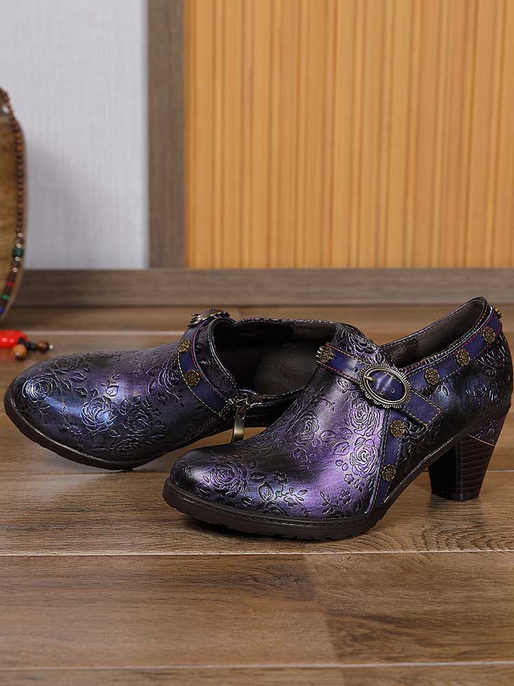 Adalee Retro Floral Embossed Shoes – product view 10