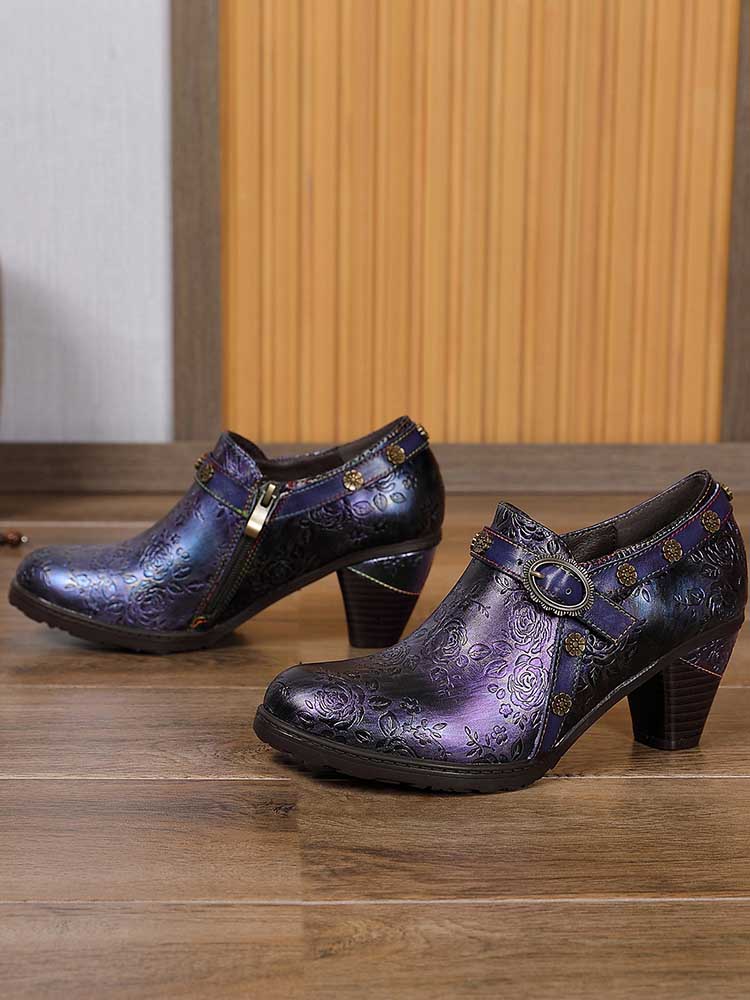 Adalee Retro Floral Embossed Shoes – product view 13