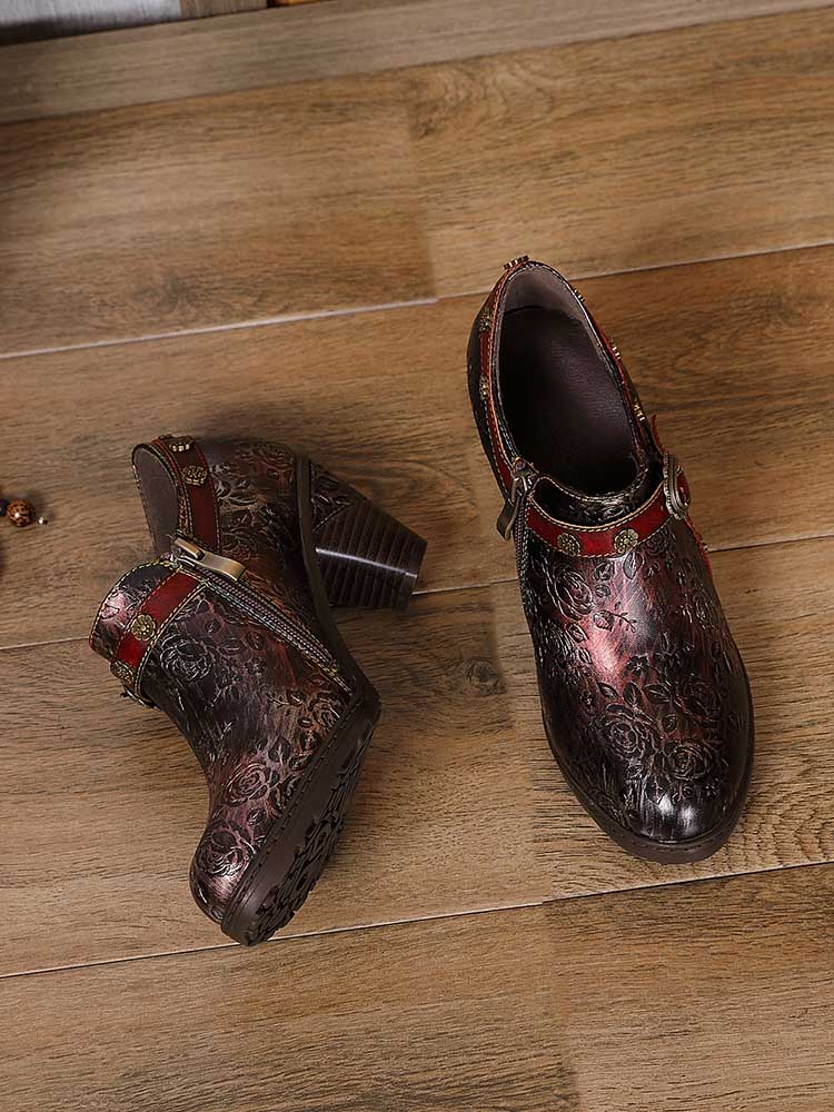 Adalee Retro Floral Embossed Shoes – product view 25